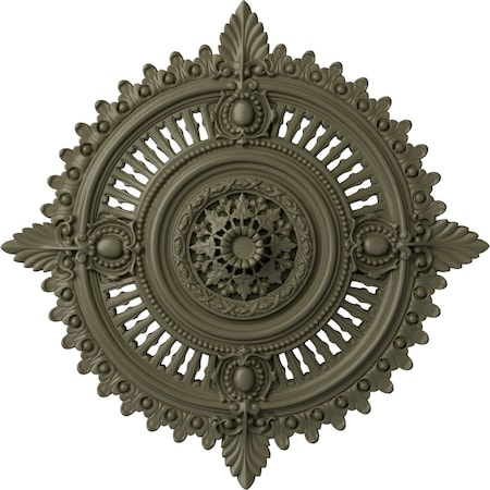 Ekena Millwork Haylynn Ceiling Medallion (Fits Canopies up to 1 1/4"), 29 1/8"OD x 1 1/4"ID x 4"P, Spartan Stone CM29HYSSF